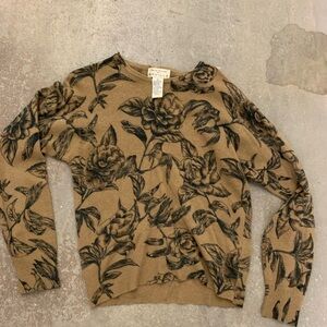 Vintage Rena Rowan lambs wool angora Floral Print Sweater